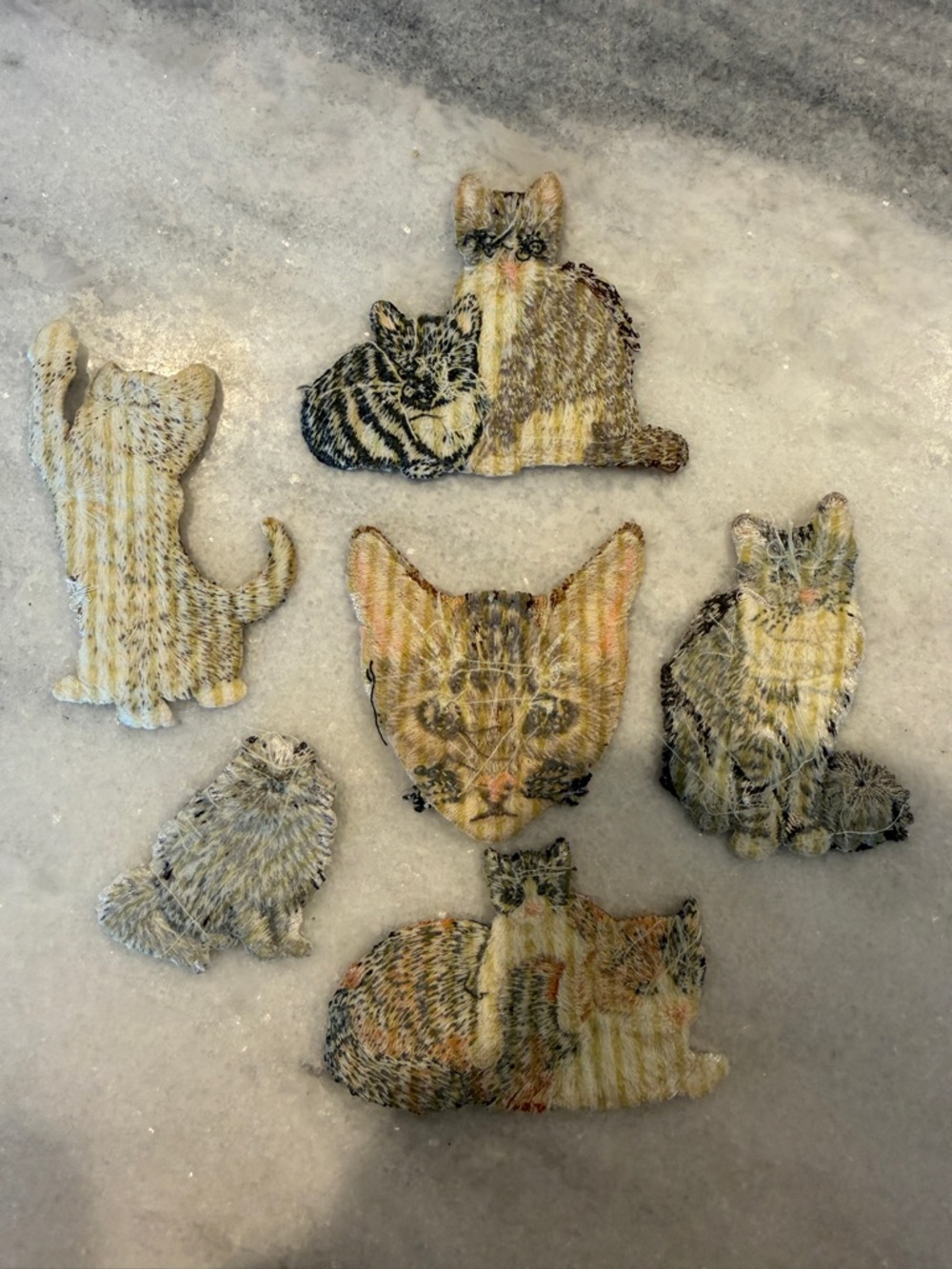 Embroidered Cat Appliqué Patch Set - Brown, Black, Gray, Cream - Picture 2 of 6